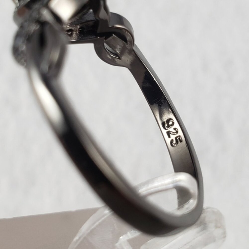 18k Over Sterling Black Ring - Picture 5 of 8